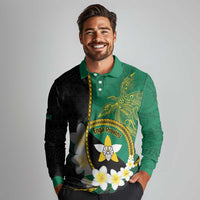 Personalised PNG Enga Provins Long Sleeve Polo Shirt Papua New Guinea Plumeria Melanesian Pattern - Polynesian Pride