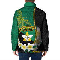 Personalised PNG Enga Provins Padded Jacket Papua New Guinea Plumeria Melanesian Pattern - Polynesian Pride