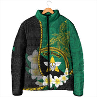 Personalised PNG Enga Provins Padded Jacket Papua New Guinea Plumeria Melanesian Pattern - Polynesian Pride