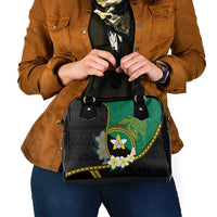 Personalised PNG Enga Provins Shoulder Handbag Papua New Guinea Plumeria Melanesian Pattern - Polynesian Pride