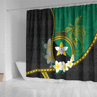 Personalised PNG Enga Provins Shower Curtain Papua New Guinea Plumeria Melanesian Pattern - Polynesian Pride