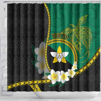 Personalised PNG Enga Provins Shower Curtain Papua New Guinea Plumeria Melanesian Pattern - Polynesian Pride