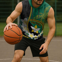 Personalised PNG Enga Provins Sleeveless Hoodie Papua New Guinea Plumeria Melanesian Pattern - Polynesian Pride