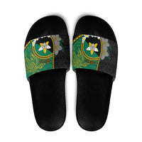 Personalised PNG Enga Provins Slide Sandals Papua New Guinea Plumeria Melanesian Pattern - Polynesian Pride