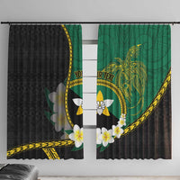 Personalised PNG Enga Provins Window Curtain Papua New Guinea Plumeria Melanesian Pattern - Polynesian Pride