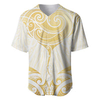Gold White New Zealand Manta Ray Baseball Jersey Aotearoa Maori Haehae LT14 White - Polynesian Pride