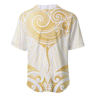 Gold White New Zealand Manta Ray Baseball Jersey Aotearoa Maori Haehae LT14 - Polynesian Pride