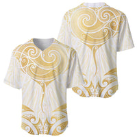 Gold White New Zealand Manta Ray Baseball Jersey Aotearoa Maori Haehae LT14 - Polynesian Pride