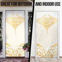 Gold White New Zealand Manta Ray Door Cover Aotearoa Maori Haehae - Polynesian Pride