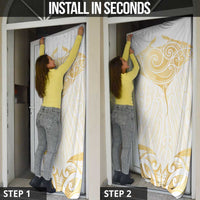 Gold White New Zealand Manta Ray Door Cover Aotearoa Maori Haehae - Polynesian Pride