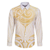 Gold White New Zealand Manta Ray Family Matching Long Sleeve Bodycon Dress and Hawaiian Shirt Aotearoa Maori Haehae - Polynesian Pride