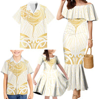 Gold White New Zealand Manta Ray Family Matching Mermaid Dress and Hawaiian Shirt Aotearoa Maori Haehae - Polynesian Pride