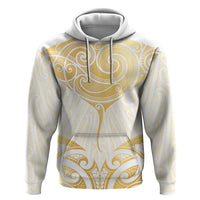 Gold White New Zealand Manta Ray Hoodie Aotearoa Maori Haehae - Polynesian Pride