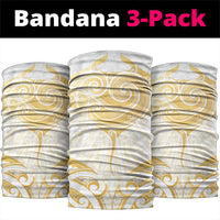 Gold White New Zealand Manta Ray Neck Gaiter Aotearoa Maori Haehae LT14