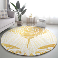 Gold White New Zealand Manta Ray Round Carpet Aotearoa Maori Haehae - Polynesian Pride