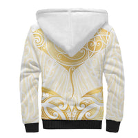 Gold White New Zealand Manta Ray Sherpa Hoodie Aotearoa Maori Haehae - Polynesian Pride