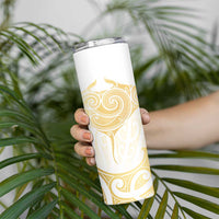 Gold White New Zealand Manta Ray Skinny Tumbler Aotearoa Maori Haehae - Polynesian Pride