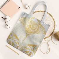 Gold White New Zealand Manta Ray Tote Bag Aotearoa Maori Haehae - Polynesian Pride