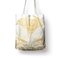 Gold White New Zealand Manta Ray Tote Bag Aotearoa Maori Haehae - Polynesian Pride