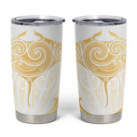 Gold White New Zealand Manta Ray Tumbler Cup Aotearoa Maori Haehae - Polynesian Pride