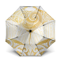 Gold White New Zealand Manta Ray Umbrella Aotearoa Maori Haehae - Polynesian Pride