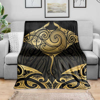 Gold Black New Zealand Manta Ray Blanket Aotearoa Maori Haehae - Polynesian Pride