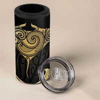 Gold Black New Zealand Manta Ray 4 in 1 Can Cooler Tumbler Aotearoa Maori Haehae - Polynesian Pride