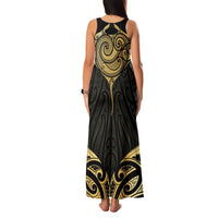 Gold Black New Zealand Manta Ray Family Matching Tank Maxi Dress and Hawaiian Shirt Aotearoa Maori Haehae - Polynesian Pride
