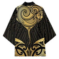 Gold Black New Zealand Manta Ray Kimono Aotearoa Maori Haehae - Polynesian Pride