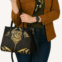Gold Black New Zealand Manta Ray Leather Bag Aotearoa Maori Haehae - Polynesian Pride