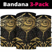 Gold Black New Zealand Manta Ray Neck Gaiter Aotearoa Maori Haehae LT14