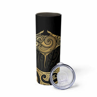 Gold Black New Zealand Manta Ray Skinny Tumbler Aotearoa Maori Haehae - Polynesian Pride