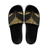 Gold Black New Zealand Manta Ray Slide Sandals Aotearoa Maori Haehae - Polynesian Pride