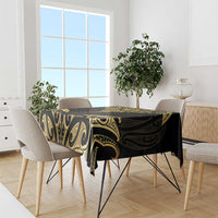 Gold Black New Zealand Manta Ray Tablecloth Aotearoa Maori Haehae - Polynesian Pride