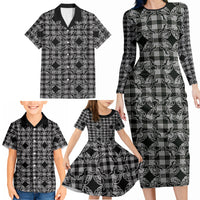 Eleele Hawaii Iwa Bird Palaka Motifs Family Matching Long Sleeve Bodycon Dress and Hawaiian Shirt LT14 - Polynesian Pride
