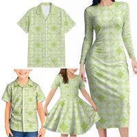 Omaomao Hawaii Iwa Bird Palaka Motifs Family Matching Long Sleeve Bodycon Dress and Hawaiian Shirt LT14 - Polynesian Pride