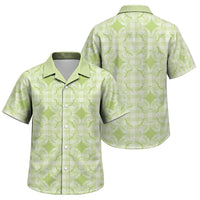 Omaomao Hawaii Iwa Bird Palaka Motifs Family Matching Off The Shoulder Long Sleeve Dress and Hawaiian Shirt LT14 Son's Shirt Green - Polynesian Pride