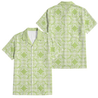 Omaomao Hawaii Iwa Bird Palaka Motifs Family Matching Off Shoulder Maxi Dress and Hawaiian Shirt LT14 Dad's Shirt - Short Sleeve Green - Polynesian Pride