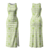Omaomao Hawaii Iwa Bird Palaka Motifs Family Matching Tank Maxi Dress and Hawaiian Shirt LT14 Mom's Dress Green - Polynesian Pride