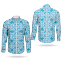 Polu Hawaii Iwa Bird Palaka Motifs Couples Matching Mermaid Dress and Long Sleeve Button Shirt LT14 - Polynesian Pride