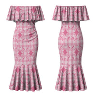 Alaka Hawaii Iwa Bird Palaka Motifs Family Matching Mermaid Dress and Hawaiian Shirt LT14 Mom's Dress Pink - Polynesian Pride
