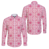 Alaka Hawaii Iwa Bird Palaka Motifs Family Matching Mermaid Dress and Hawaiian Shirt LT14 Dad's Shirt - Long Sleeve Pink - Polynesian Pride