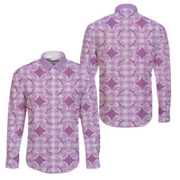 Poni Hawaii Iwa Bird Palaka Motifs Family Matching Mermaid Dress and Hawaiian Shirt LT14 Dad's Shirt - Long Sleeve Purple - Polynesian Pride