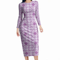 Poni Hawaii Iwa Bird Palaka Motifs Long Sleeve Bodycon Dress