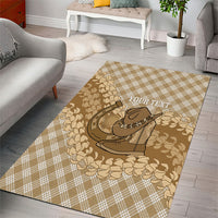 Makue Hawaii Cowboy Palaka Motifs Personalised Area Rug Paniolo Festival Puakenikeni Lei