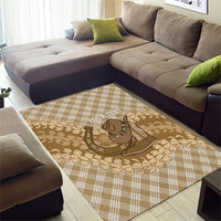 Makue Hawaii Cowboy Palaka Motifs Personalised Area Rug Paniolo Festival Puakenikeni Lei