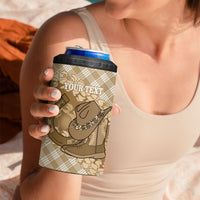 Makue Hawaii Cowboy Palaka Motifs Personalised 4 in 1 Can Cooler Tumbler Paniolo Festival Puakenikeni Lei LT14 - Polynesian Pride