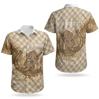 Makue Hawaii Cowboy Palaka Motifs Personalised Couples Matching Puletasi and Hawaiian Shirt Paniolo Festival Puakenikeni Lei LT14 - Polynesian Pride