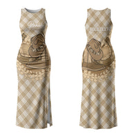 Makue Hawaii Cowboy Palaka Motifs Personalised Couples Matching Tank Maxi Dress and Hawaiian Shirt Paniolo Festival Puakenikeni Lei LT14 - Polynesian Pride