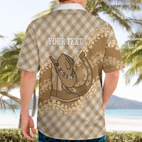 Makue Hawaii Cowboy Palaka Motifs Personalised Hawaiian Shirt Paniolo Festival Puakenikeni Lei LT14 - Polynesian Pride